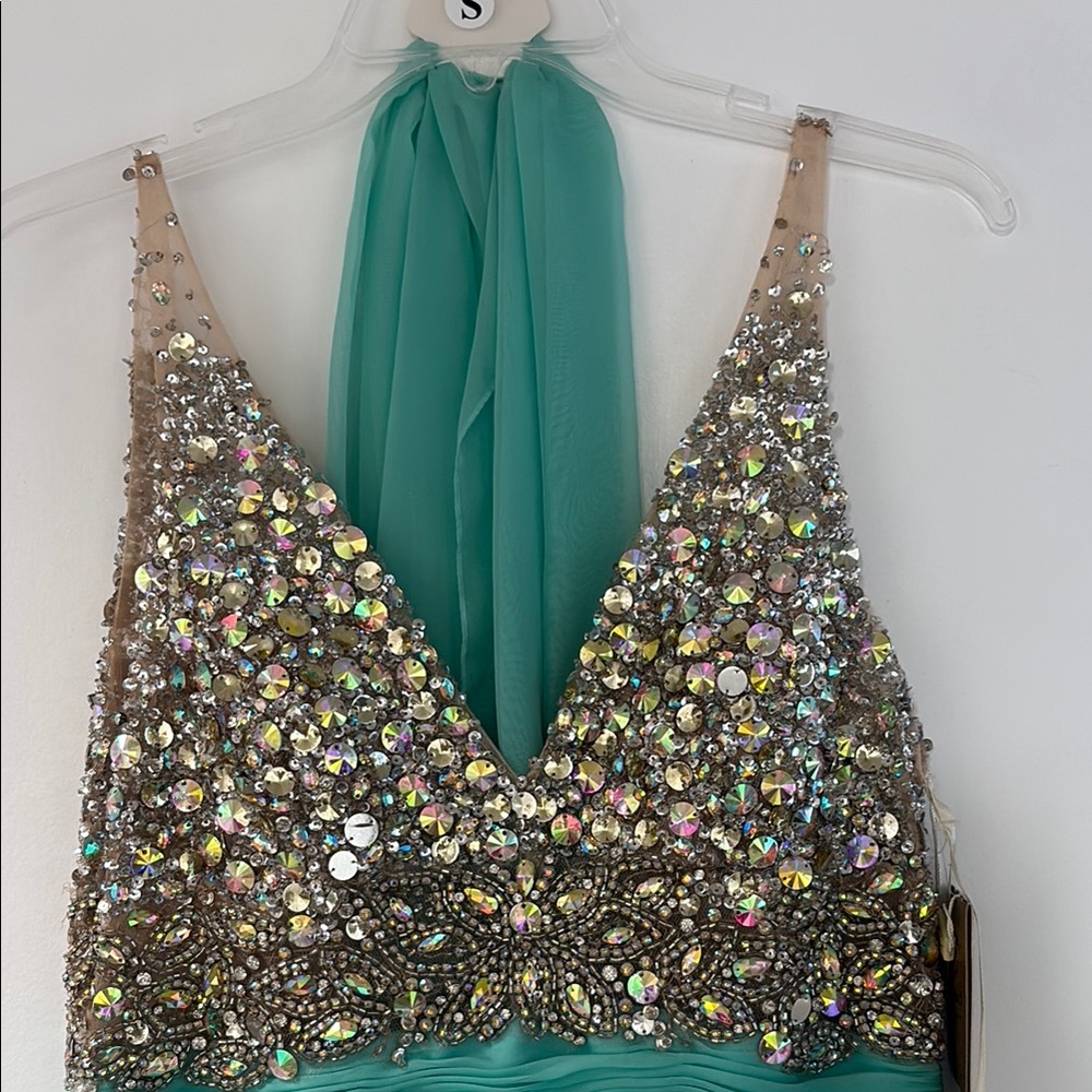 NEW Aspeed Teal and Silver Embellished Maxi Dress - Picture 2 of 4